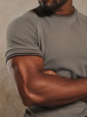 Tailored Athlete Brown Muscle Fit Textured Tipped T-Shirt - Image 4 of 7