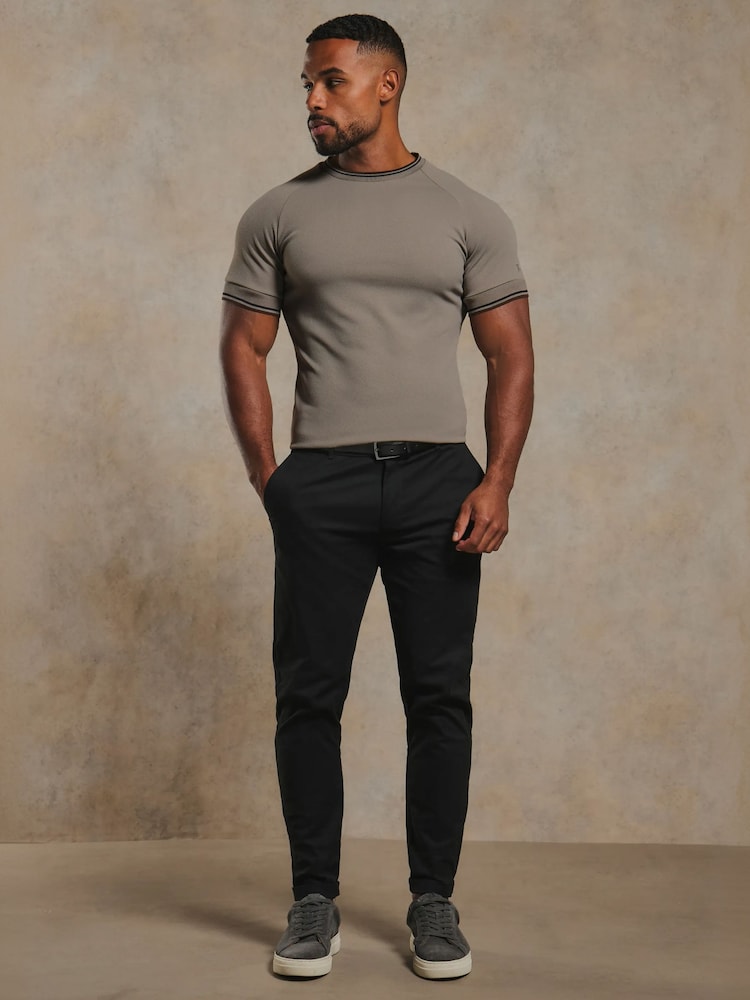 Tailored Athlete Brown Muscle Fit Textured Tipped T-Shirt - Image 7 of 7 Tailored Athlete Brown Muscle Fit Textured Tipped T-Shirt - Image 7 of 7
