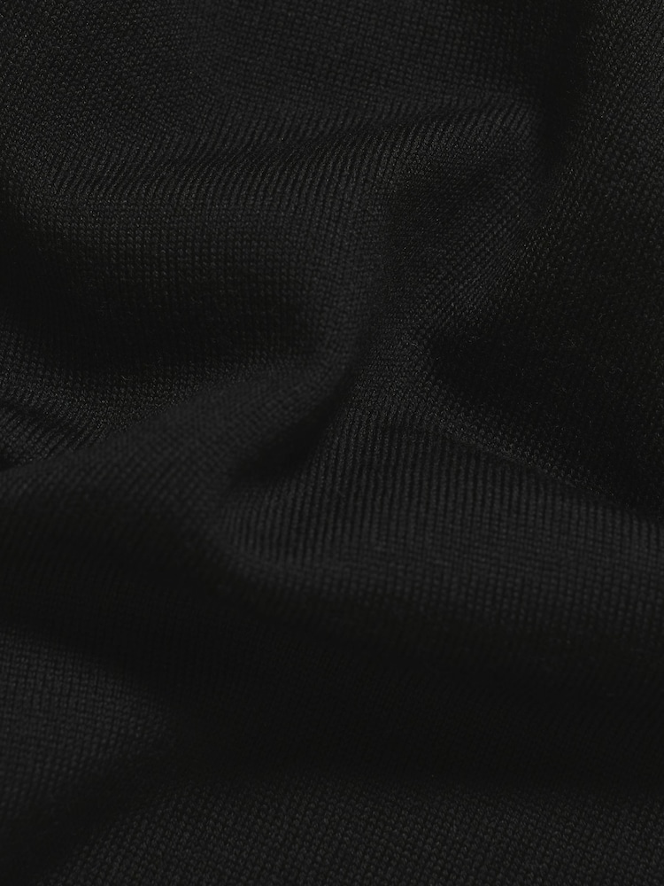 Tailored Athlete Black Muscle Fit Extra Fine Merino Wool Polo Shirt - Image 6 of 6 Tailored Athlete Black Muscle Fit Extra Fine Merino Wool Polo Shirt - Image 6 of 6