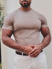Tailored Athlete Nude Muscle Fit Mercerised Cotton T-Shirt - Image 3 of 5