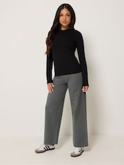 PixieGirl Petite Grey Polka Dot Wide Leg Yoga Pants - Image 1 of 4