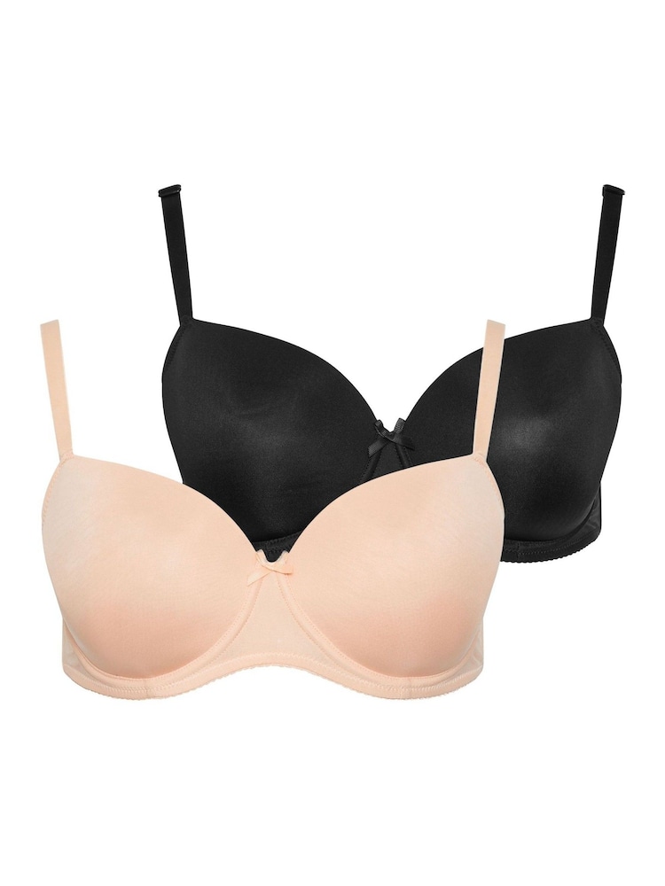 Yours Curve Black T-Shirt Bras 2 Pack - Image 1 of 9 Yours Curve Black T-Shirt Bras 2 Pack - Image 1 of 9