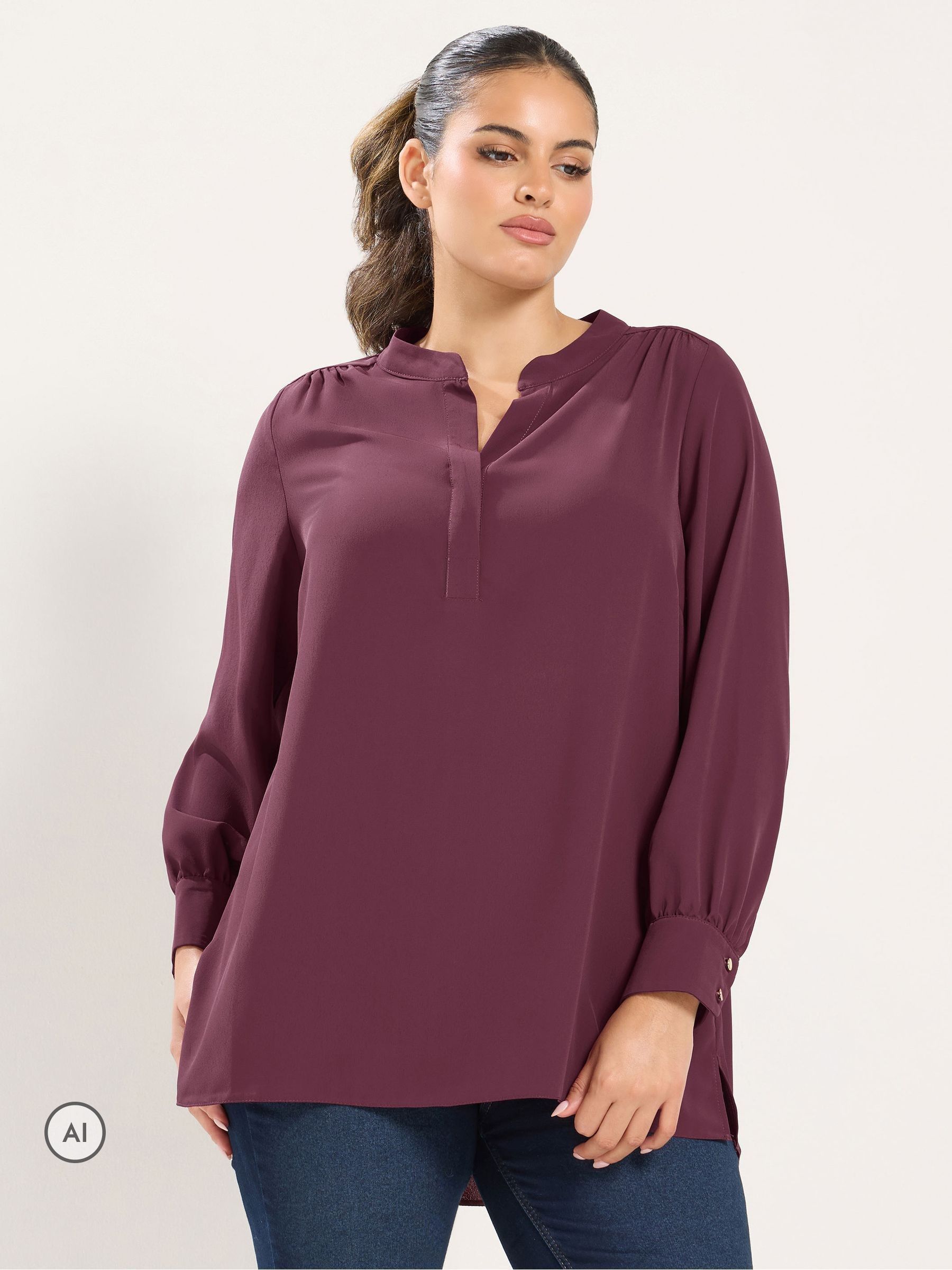 Yours Women's Wine Half Placket Blouse In | Size: 26-28 - Image 2