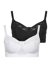 Yours Curve White Lace Trim Bras 2 Pack - Image 1 of 3
