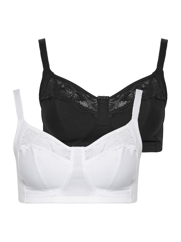 Yours Curve White Lace Trim Bras 2 Pack - Image 1 of 3 Yours Curve White Lace Trim Bras 2 Pack - Image 1 of 3