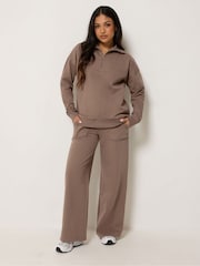Brązowy - PixieGirl Petite Wide Leg Joggers - Obraz 1 z 5