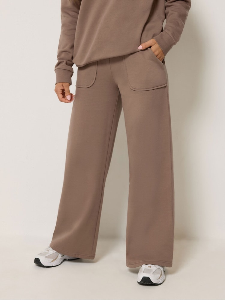 Brązowy - PixieGirl Petite Wide Leg Joggers - Obraz 2 z 5 Brązowy - PixieGirl Petite Wide Leg Joggers - Obraz 2 z 5