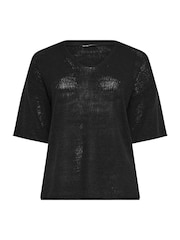 Yours Curve Black Short Sleeve Knitted T-Shirt - Image 5 of 5