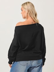 Yours Curve Black Off-Shoulder Sweatshirt - Image 3 of 6
