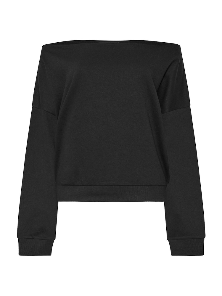 Yours Curve Black Off-Shoulder Sweatshirt - Image 6 of 6 Yours Curve Black Off-Shoulder Sweatshirt - Image 6 of 6