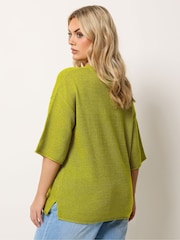 Yours Curve Green Short Sleeve Knitted T-Shirt - Image 3 of 5