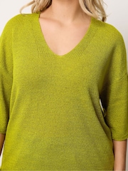 Yours Curve Green Short Sleeve Knitted T-Shirt - Image 4 of 5
