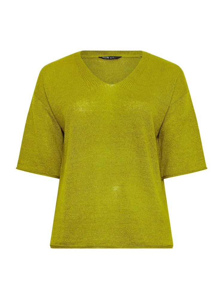 Yours Curve Green Short Sleeve Knitted T-Shirt - Image 5 of 5 Yours Curve Green Short Sleeve Knitted T-Shirt - Image 5 of 5
