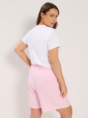 Yours Curve Pink Crinkle Jersey Shorts - Image 3 of 6