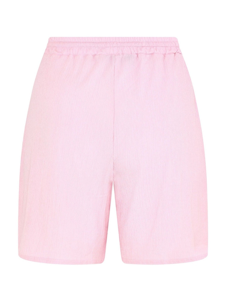 Yours Curve Pink Crinkle Jersey Shorts - Image 6 of 6