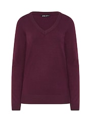 Long Tall Sally Red Knitted V-Neck Jumper - Image 5 of 5