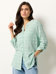 M&Co Blue Stripe Notch Neck Blouse - Image 1 of 5