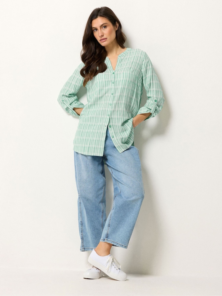M&Co Blue Stripe Notch Neck Blouse - Image 2 of 5 M&Co Blue Stripe Notch Neck Blouse - Image 2 of 5