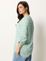 M&Co Blue Stripe Notch Neck Blouse - Image 3 of 5
