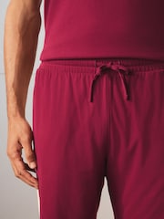 Burgundy Red Side Stripe - Zestaw piżamowy z krótkim rękawem i wzorem w paski - Obraz 8 z 8