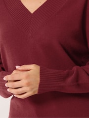 Long Tall Sally Red V-Neck Knitted Jumper - Image 4 of 5