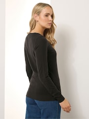 Long Tall Sally Brown Knitted V-Neck Jumper - Image 3 of 5
