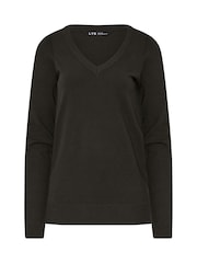 Long Tall Sally Brown Knitted V-Neck Jumper - Image 4 of 5