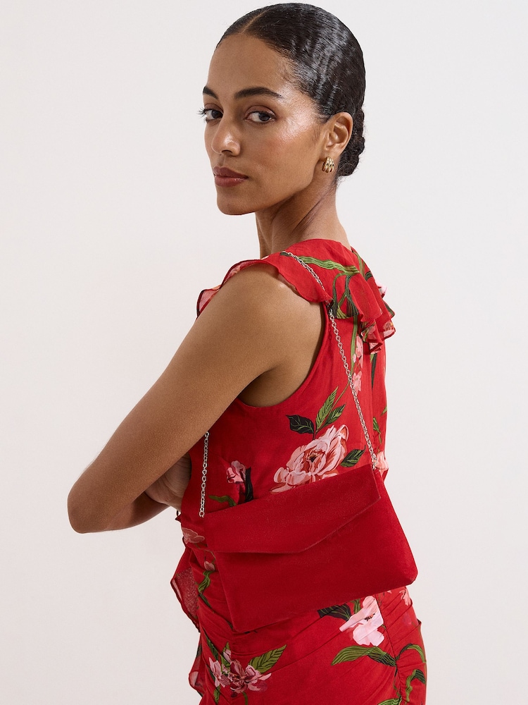 Phase Eight Red Suede Clutch Bag - Image 1 of 5