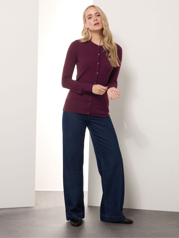 Long Tall Sally Red Crew Neck Button Cardigan - Image 2 of 4 Long Tall Sally Red Crew Neck Button Cardigan - Image 2 of 4