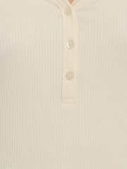 Long Tall Sally Cream Cotton Ribbed Henley Top - Image 5 of 5