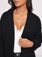 Lipsy Black Mixed Cable Knit Cardigan - Image 3 of 4