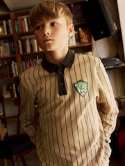 Name It Brown Football Badge Long Sleeve Polo Top - Image 1 of 4