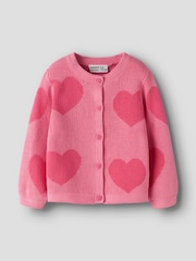 Name It Pink Heart Pattern Long Sleeve Cardigan - Image 1 of 4