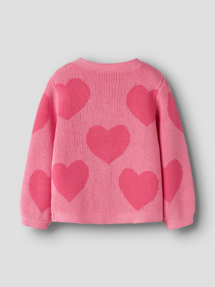 Name It Pink Heart Pattern Long Sleeve Cardigan - Image 4 of 4 Name It Pink Heart Pattern Long Sleeve Cardigan - Image 4 of 4