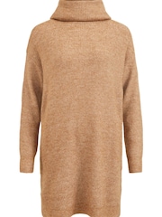 VILA Camel Roll Neck Knitted Dress - Image 5 of 5