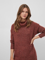 VILA Rust Roll Neck Knitted Dress - Image 4 of 5