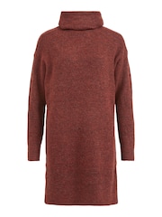VILA Rust Roll Neck Knitted Dress - Image 5 of 5