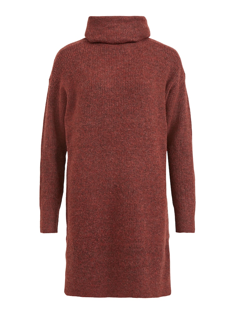 VILA Rust Roll Neck Knitted Dress - Image 5 of 5