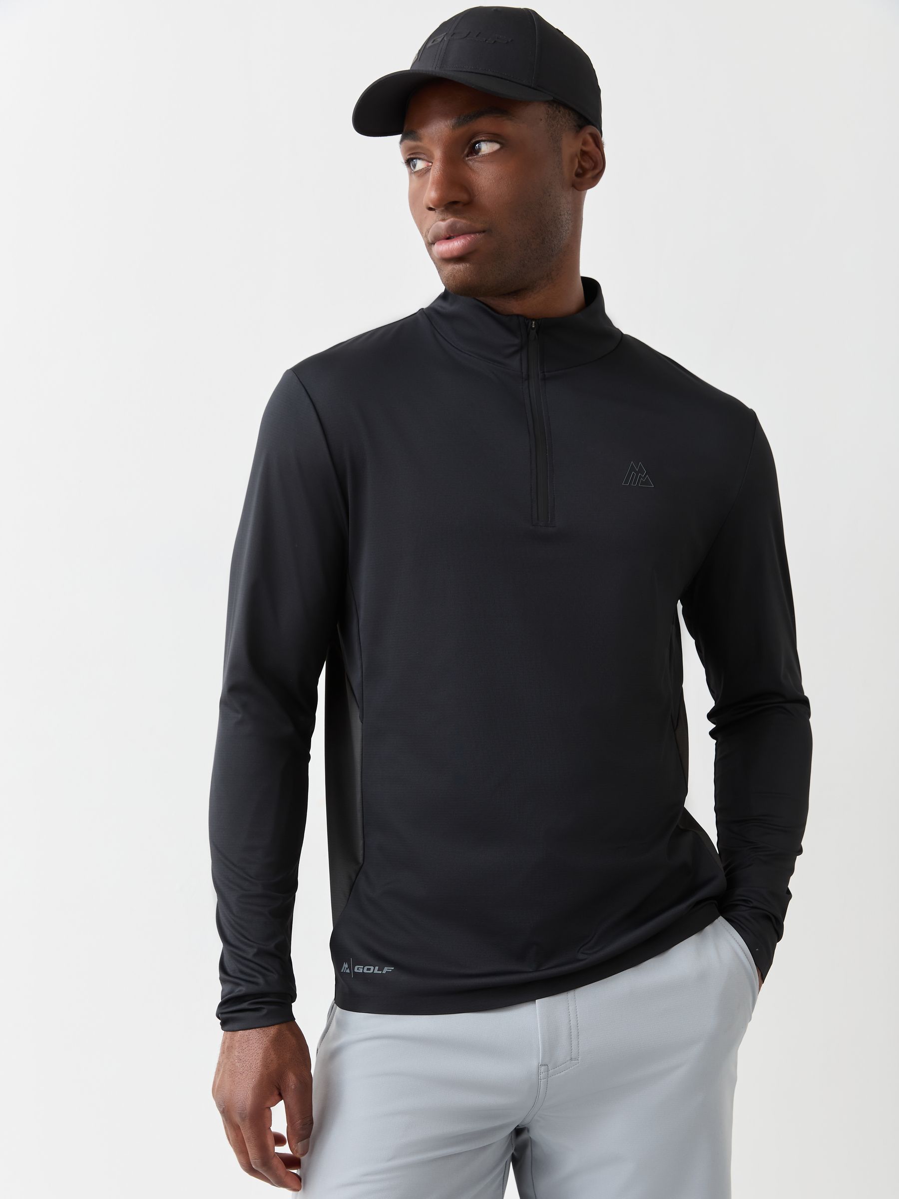 Buy Montirex Black Golf 1/4 Zip Sweat Top from Next Jordan