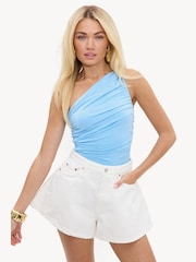 LOAVIES Blue Captured In Time One-Shoulder Top - Image 1 of 4