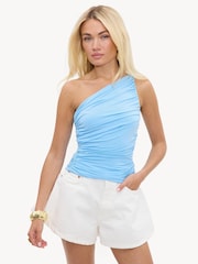 LOAVIES Blue Captured In Time One-Shoulder Top - Image 3 of 4