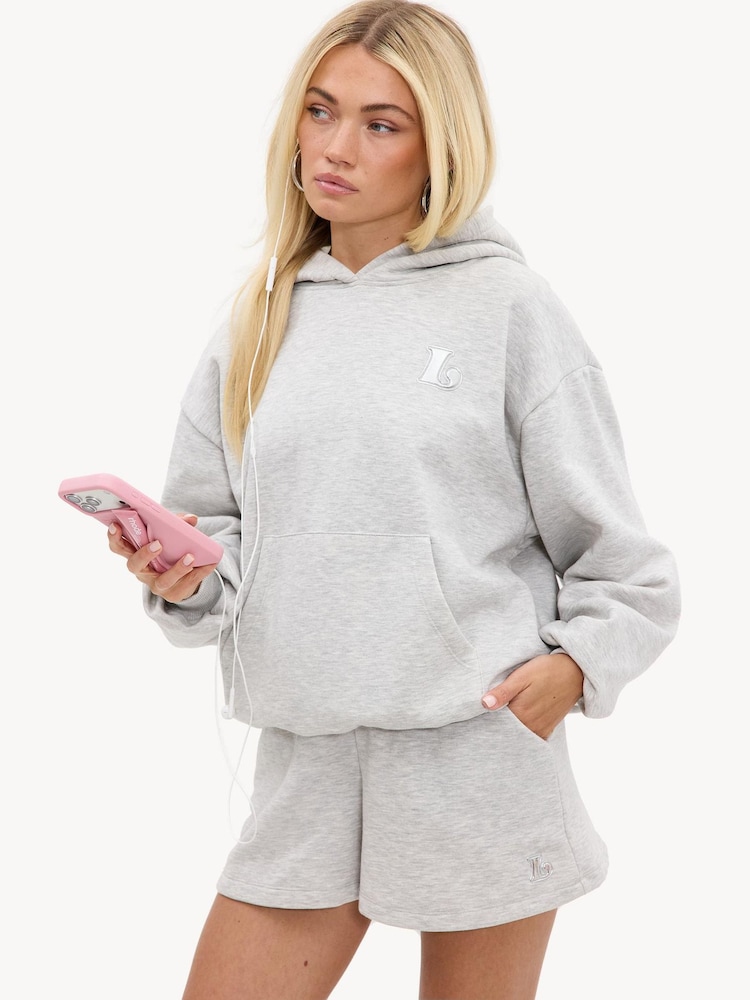 LOAVIES Grey Never Look Back Gray Shorts With Silver Logo - Image 4 of 4