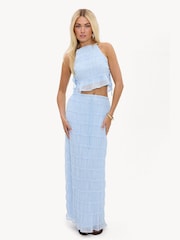 LOAVIES Blue The Blossoming Haven Maxi Skirt With Ruffles - Image 1 of 5