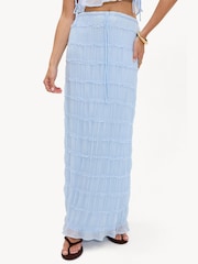 LOAVIES Blue The Blossoming Haven Maxi Skirt With Ruffles - Image 4 of 5