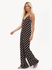 LOAVIES Needing You Close Brown Jumpsuit With Off-White Polka Dots - 圖片 3，共 4