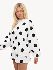 LOAVIES Black Heart Of The Moment White Sweater With Polka Dots - Image 3 of 4
