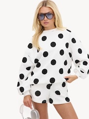 LOAVIES Black Heart Of The Moment White Sweater With Polka Dots - Image 4 of 4