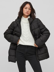 VILA Black Padded Hood Coat - Image 1 of 5