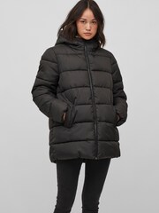 VILA Black Padded Hood Coat - Image 2 of 5
