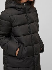 VILA Black Padded Hood Coat - Image 4 of 5